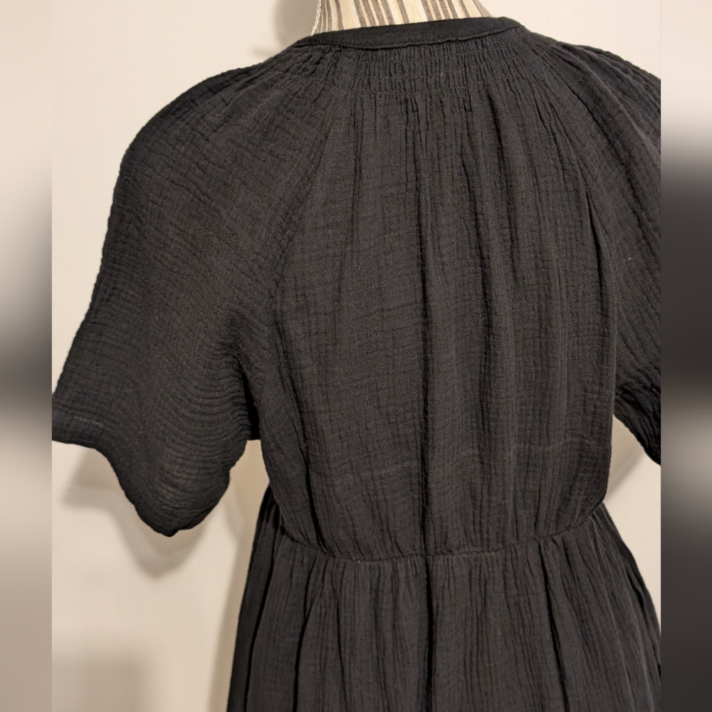 Gap Black Short Sleeve Dress Women's XS  V Neck Cotton Loose Fitting Nwt - Picture 10 of 16